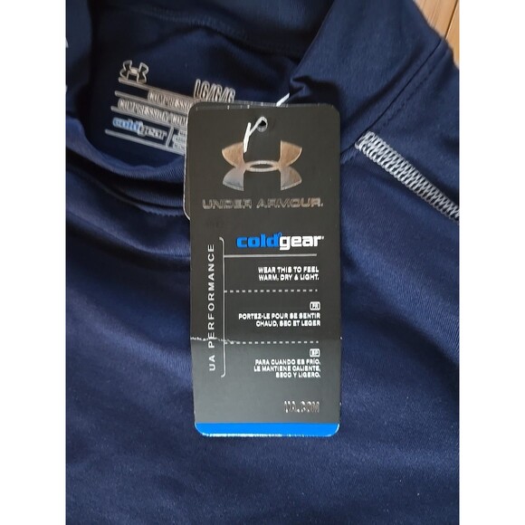 Under Armour Mens Large Compression Shirt - Long Sleeve, Athletic Fit, Navy, NEW - Picture 2 of 3